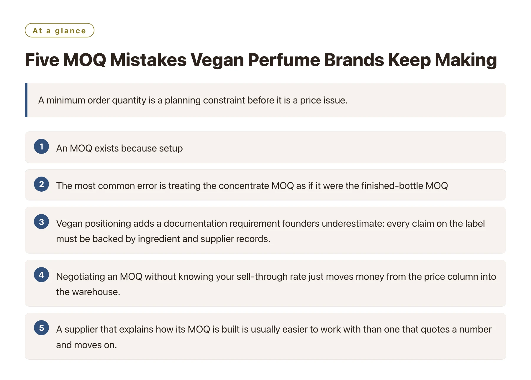 Five MOQ Mistakes Vegan Perfume Brands Keep Making——全文要点速览